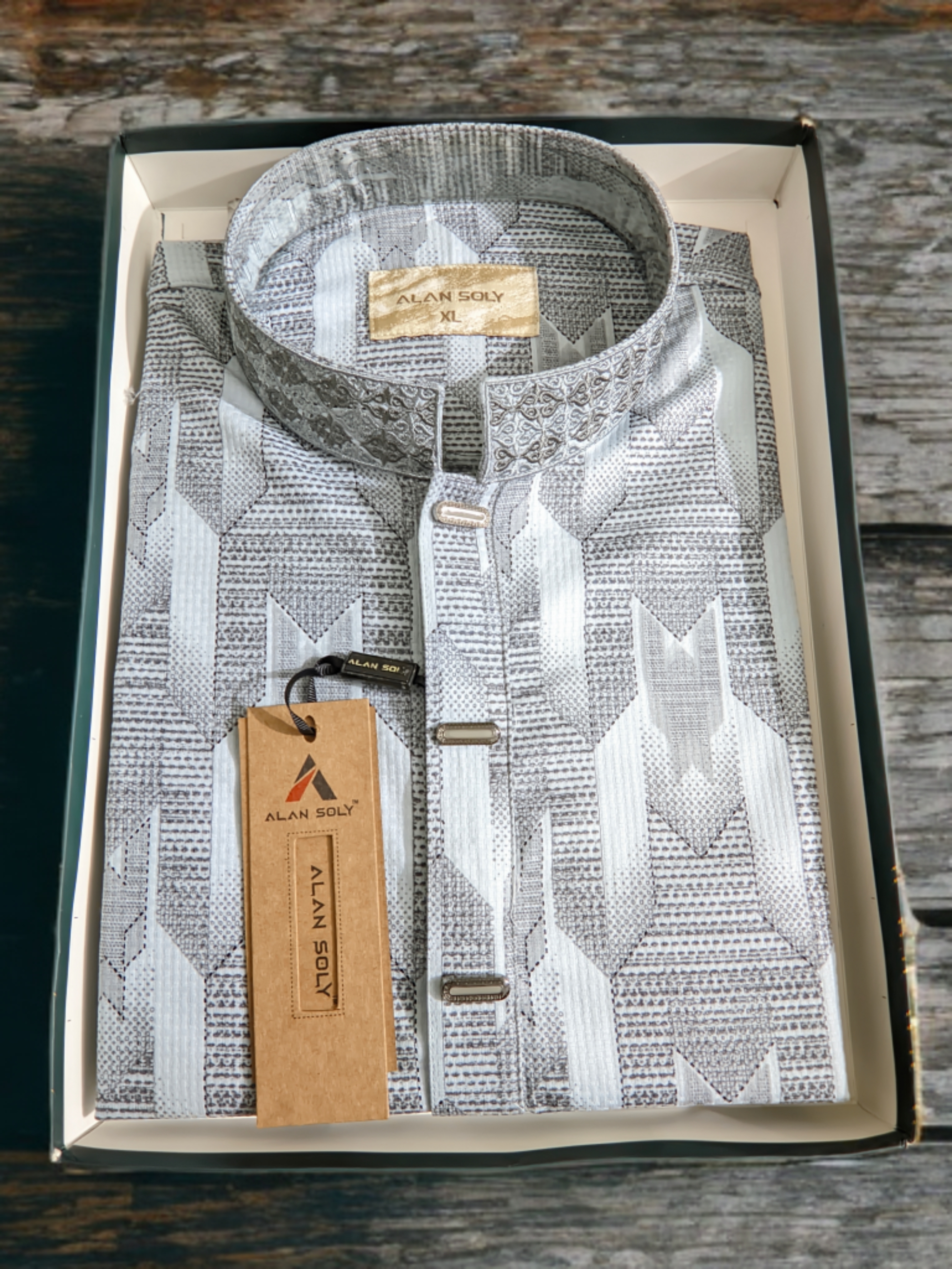 Premium Jacquard Panjabi Charcoal Grey